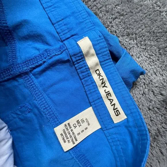 DKNY Jeans Womens Roll Up Shorts NEW 8 Blue Bermuda 32" Waist Stretch Cotton - Picture 3 of 8